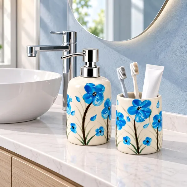 Multicolor_Ceramic_Glossy_Glazed_Finish_Soap_Dispenser_With_Pump_&_Toothbrush_Holder_For_Bathroom