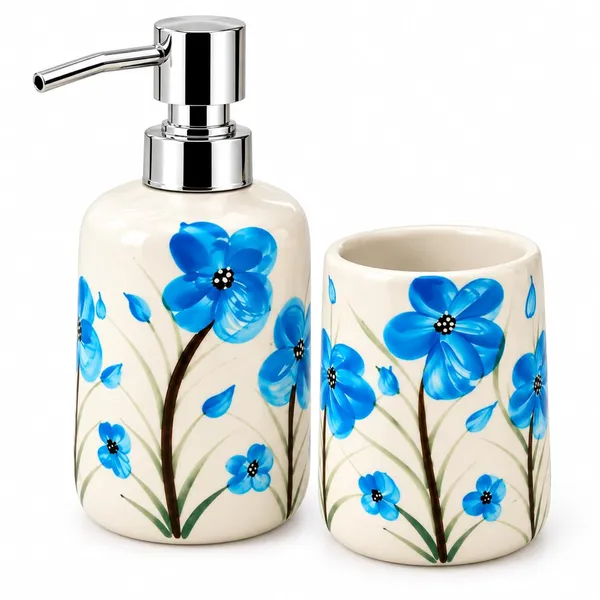 Multicolor_Ceramic_Glossy_Glazed_Finish_Soap_Dispenser_With_Pump_&_Toothbrush_Holder_For_Bathroom