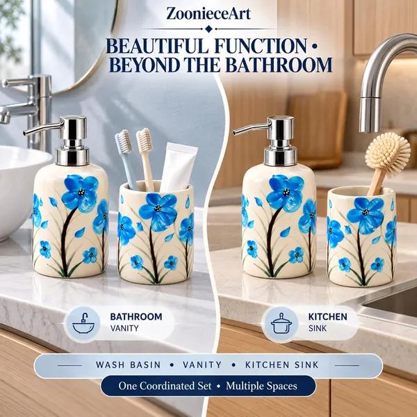 Multicolor_Ceramic_Glossy_Glazed_Finish_Soap_Dispenser_With_Pump_&_Toothbrush_Holder_For_Bathroom