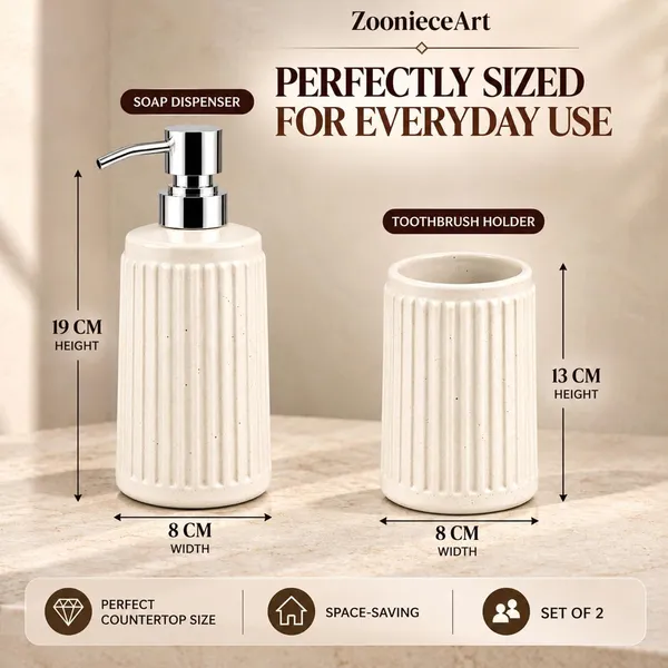 White_Ceramic_Glossy_Glazed_Finish_Soap_Dispenser_With_Pump_&_Toothbrush_Holder_For_Bathroom