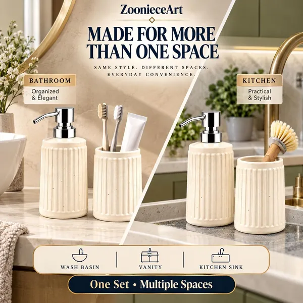 White_Ceramic_Glossy_Glazed_Finish_Soap_Dispenser_With_Pump_&_Toothbrush_Holder_For_Bathroom