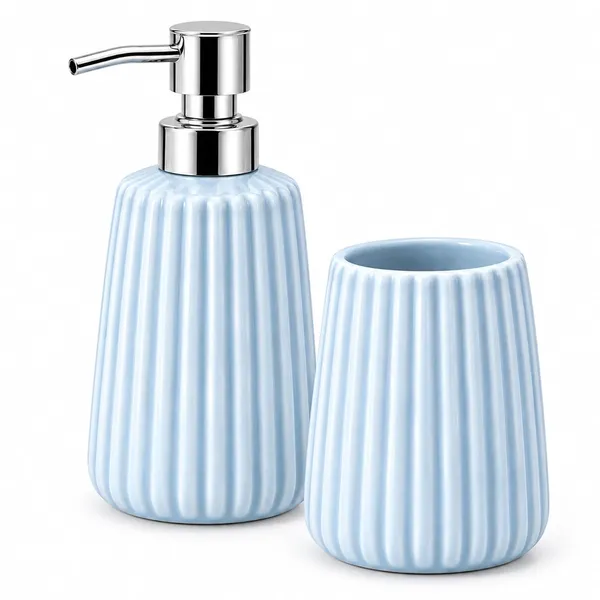 Blue_Ceramic_Glossy_Glazed_Finish_Soap_Dispenser_With_Pump_&_Toothbrush_Holder_For_Bathroom
