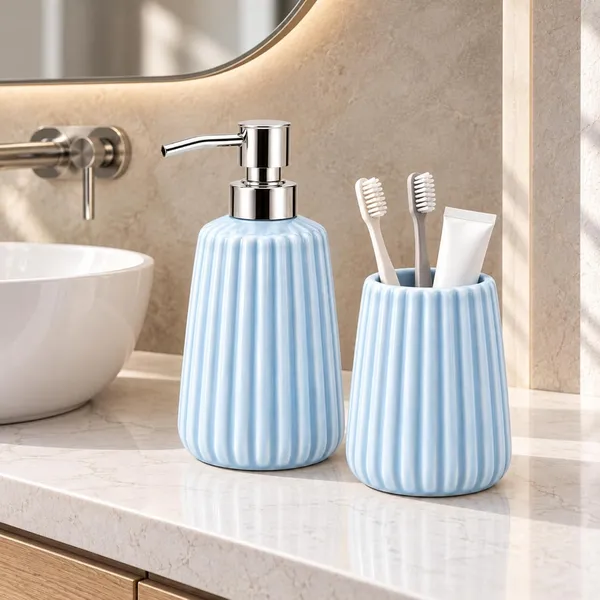 Blue_Ceramic_Glossy_Glazed_Finish_Soap_Dispenser_With_Pump_&_Toothbrush_Holder_For_Bathroom