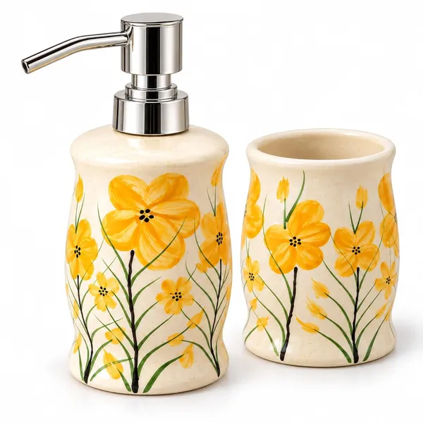 Multicolor_Ceramic_Glossy_Glazed_Finish_Soap_Dispenser_With_Pump_&_Toothbrush_Holder_For_Bathroom