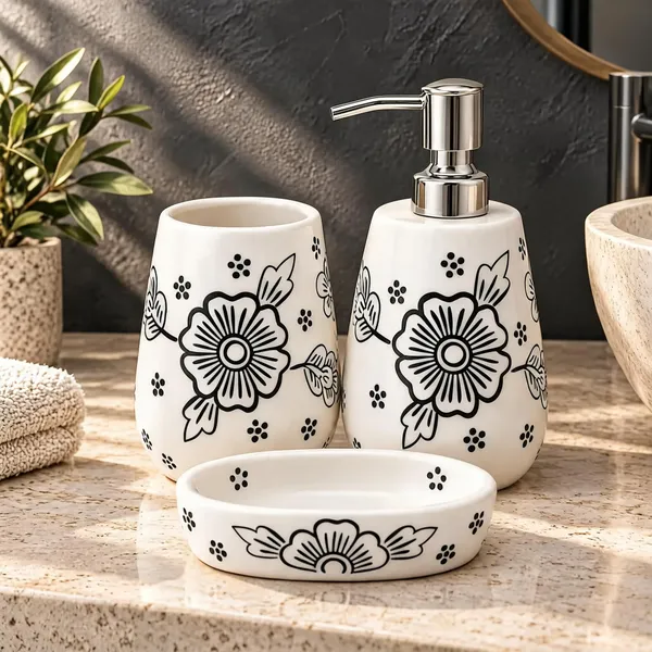 Black_&_White_Ceramic_Glossy_Glazed_Finish_Soap_Dispenser_&_Toothbrush_Holder_&_Soap_Dish_For_Bathroom