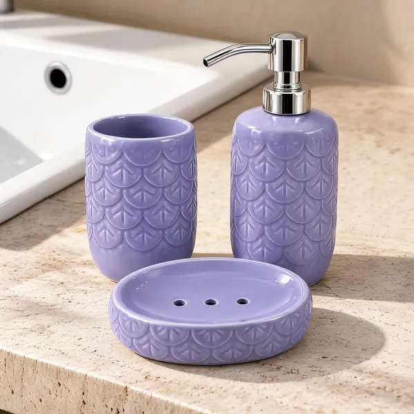 Lavender_Ceramic_Glossy_Glazed_Finish_Soap_Dispenser_&_Toothbrush_Holder_&_Soap_Dish_For_Bathroom
