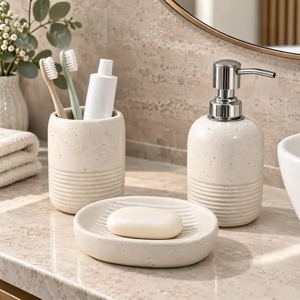 Cream_Ceramic_Glossy_Glazed_Finish_Soap_Dispenser_&_Toothbrush_Holder_&_Soap_Dish_For_Bathroom