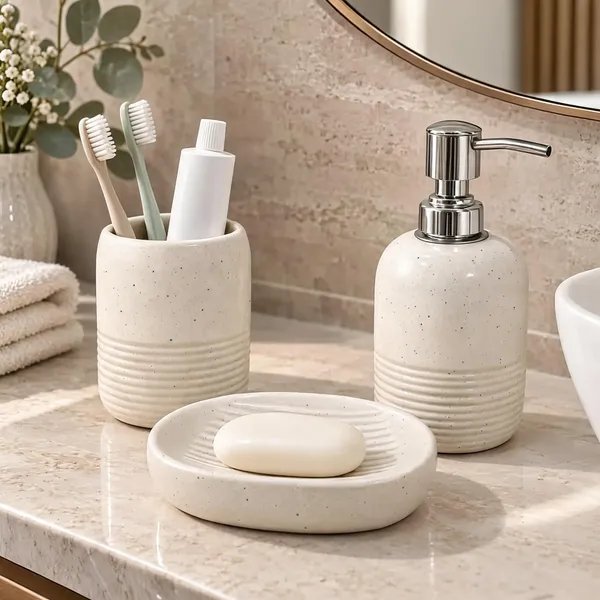 Cream_Ceramic_Glossy_Glazed_Finish_Soap_Dispenser_&_Toothbrush_Holder_&_Soap_Dish_For_Bathroom