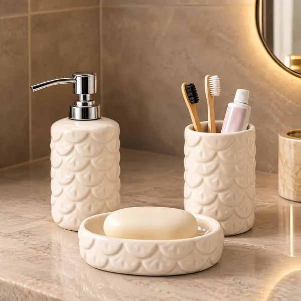 Cream_Ceramic_Glossy_Glazed_Finish_Soap_Dispenser_&_Toothbrush_Holder_&_Soap_Dish_For_Bathroom