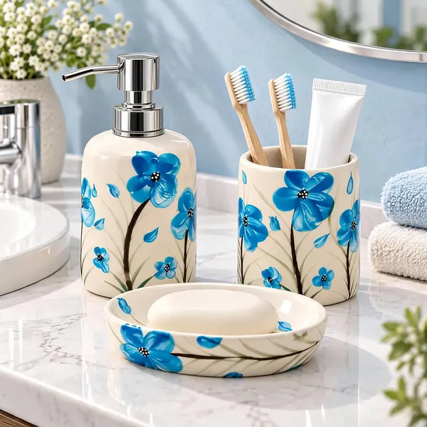 Multicolor_Ceramic_Glossy_Glazed_Finish_Soap_Dispenser_&_Toothbrush_Holder_&_Soap_Dish_For_Bathroom