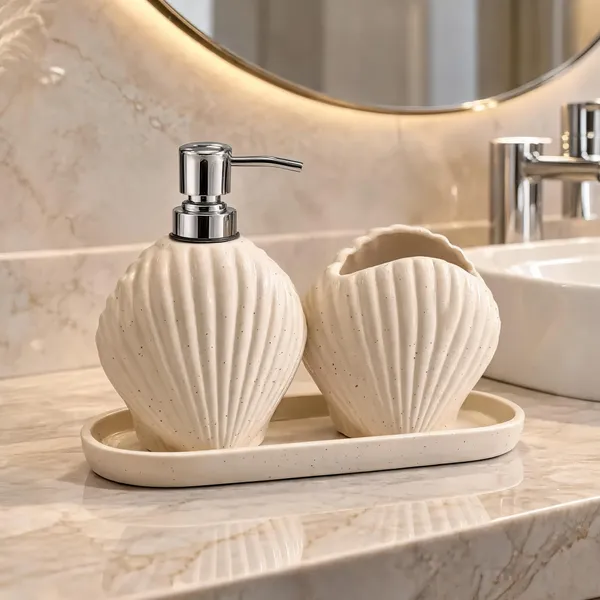 Cream_Ceramic_Glossy_Glazed_Finish_Soap_Dispenser_&_Toothbrush_Holder_&_Organizer_Tray_For_Bathroom