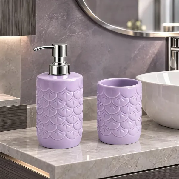Purple_Ceramic_Glossy_Glazed_Finish_Soap_Dispenser_With_Pump_&_Toothbrush_Holder_For_Bathroom