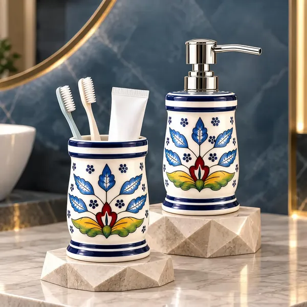 Multicolor_Ceramic_Glossy_Glazed_Finish_Soap_Dispenser_With_Pump_&_Toothbrush_Holder_For_Bathroom