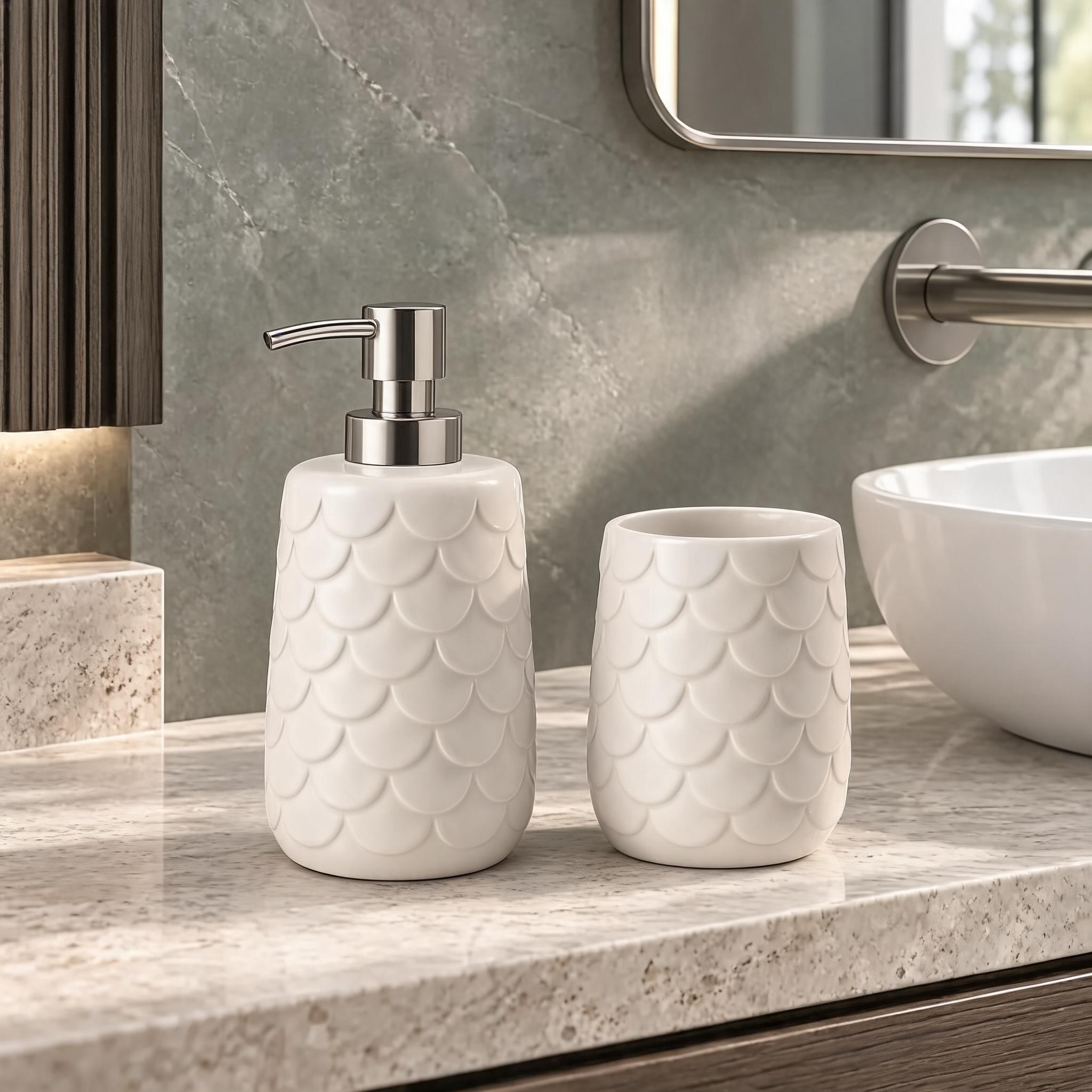 Cream_Ceramic_Glossy_Glazed_Finish_Soap_Dispenser_With_Pump_&_Toothbrush_Holder_For_Bathroom
