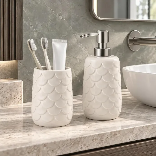 Cream_Ceramic_Glossy_Glazed_Finish_Soap_Dispenser_With_Pump_&_Toothbrush_Holder_For_Bathroom