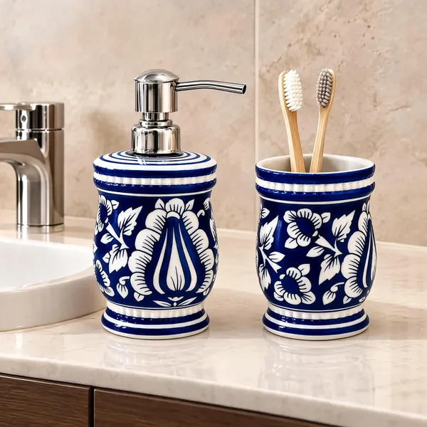 Multicolor_Ceramic_Glossy_Glazed_Finish_Soap_Dispenser_With_Pump_&_Toothbrush_Holder_For_Bathroom