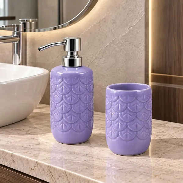 Lavender_Ceramic_Glossy_Glazed_Finish_Soap_Dispenser_With_Pump_&_Toothbrush_Holder_For_Bathroom