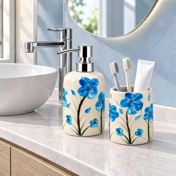 Multicolor_Ceramic_Glossy_Glazed_Finish_Soap_Dispenser_With_Pump_&_Toothbrush_Holder_For_Bathroom