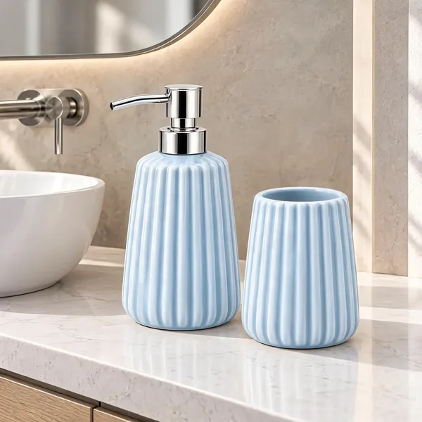 Blue_Ceramic_Glossy_Glazed_Finish_Soap_Dispenser_With_Pump_&_Toothbrush_Holder_For_Bathroom