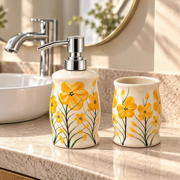 Multicolor_Ceramic_Glossy_Glazed_Finish_Soap_Dispenser_With_Pump_&_Toothbrush_Holder_For_Bathroom
