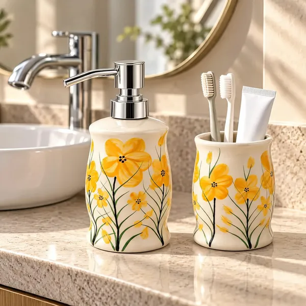 Multicolor_Ceramic_Glossy_Glazed_Finish_Soap_Dispenser_With_Pump_&_Toothbrush_Holder_For_Bathroom