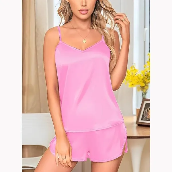 Pink_Satin_Camisole_Shorts_Sleepwear_Set_for_Women