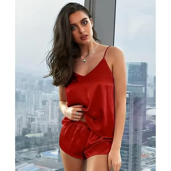 Red_Satin_Cami_Shorts_Sleepwear_Set_for_Women