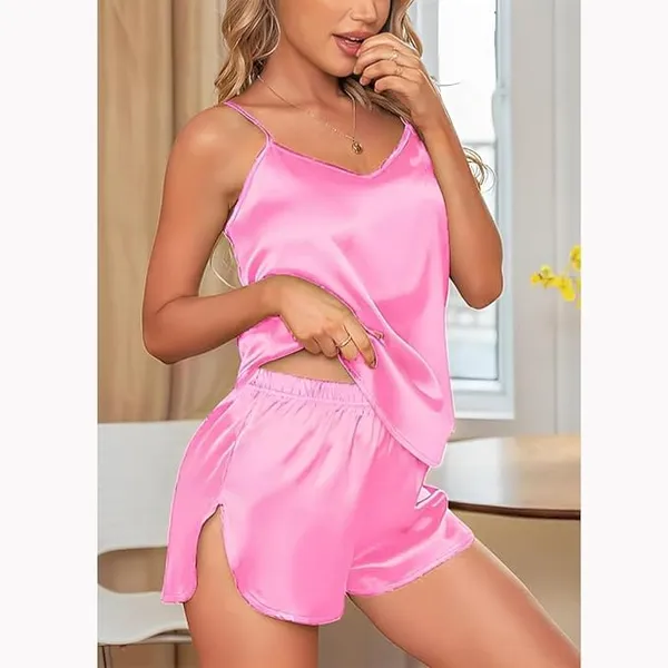 Pink_Satin_Camisole_Shorts_Sleepwear_Set_for_Women