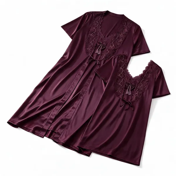 Maroon_Short_Sleeve_Nightdress_For_Women