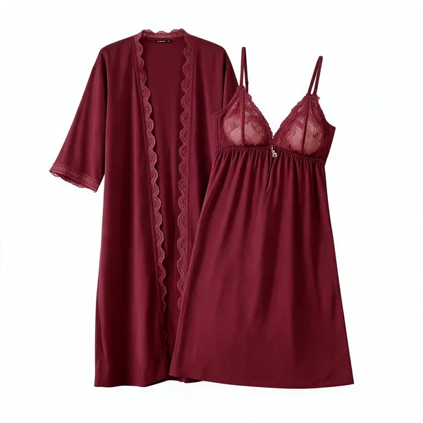 Maroon_Malai_Short_Two_Piece_Nightwear_Set_For_Women