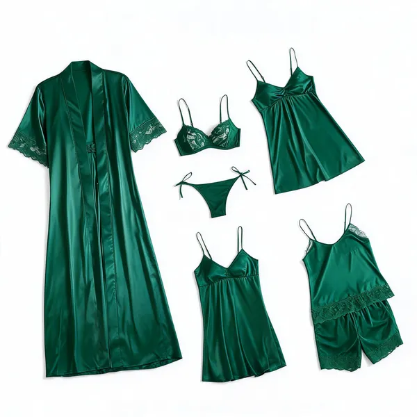 Green_Micro_Satin_Bridal_Nightwear_Set_For_Women