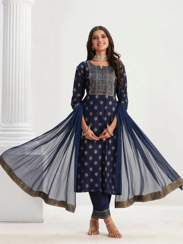 Navy_Printed_Straight_Kurta_Set_With_Dupatta_For_Women