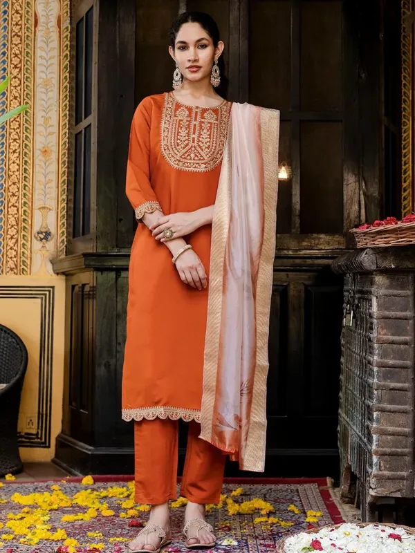 Orange_Embroidered_Straight_Kurta_Set_for_Women