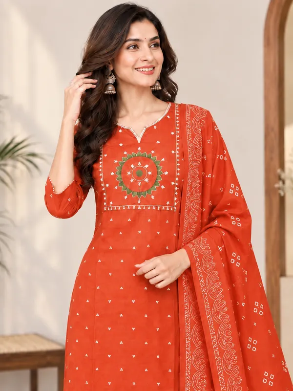 Orange_Printed_Straight_Kurta_Set_For_Women