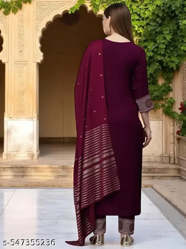 Maroon_Embroidered_Straight_Kurta_Set_For_Women