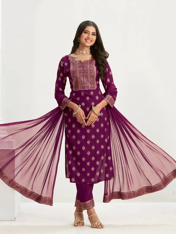 Purple_Printed_Kurta_Set_With_Dupatta_for_Women