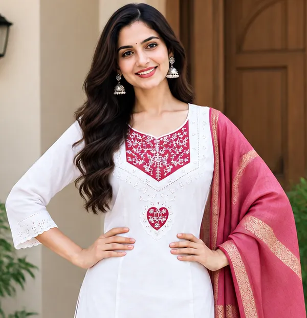 White_Straight_Fit_Kurta_Set_With_Dupatta_for_Women