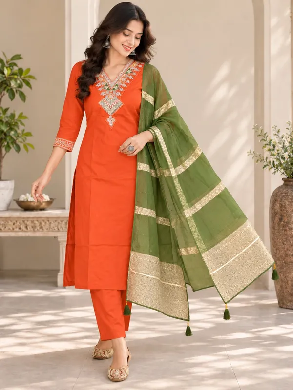 Orange_Embroidered_Kurta_Set_for_Women