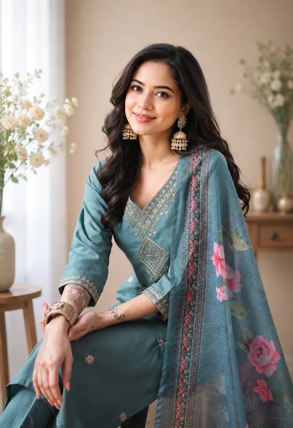 Teal_Embroidered_Straight_Kurta_Set_for_Women