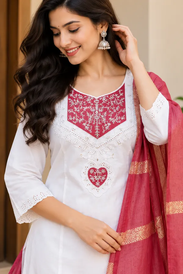 White_Straight_Fit_Kurta_Set_With_Dupatta_for_Women