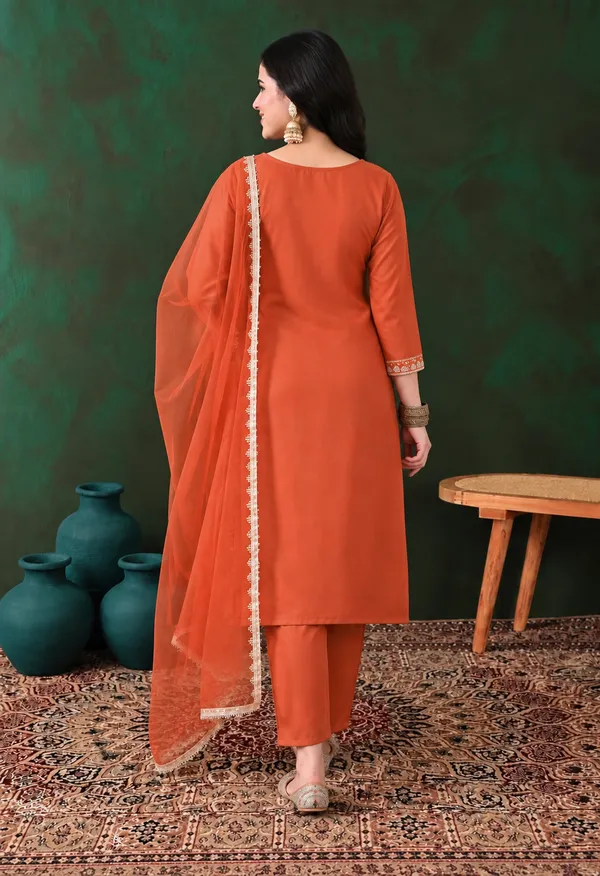 Orange_Straight_Fit_Kurta_Set_For_Women