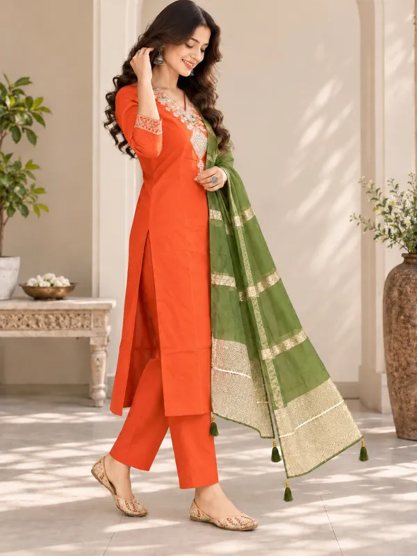 Orange_Embroidered_Kurta_Set_for_Women