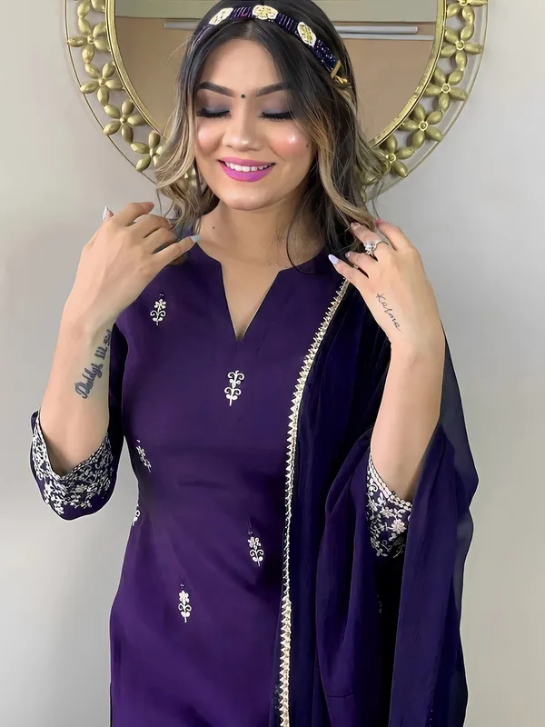 Purple_Embroidered_Straight_Kurta_Set_For_Women