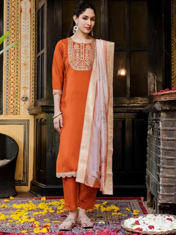 Orange_Embroidered_Straight_Kurta_Set_for_Women