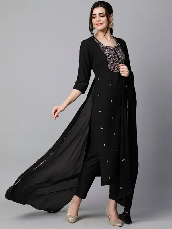Black_Embroidered_Straight_Kurta_Set_for_Women
