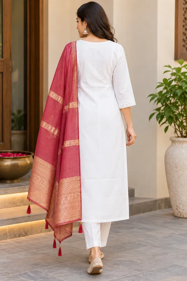 White_Straight_Fit_Kurta_Set_With_Dupatta_for_Women