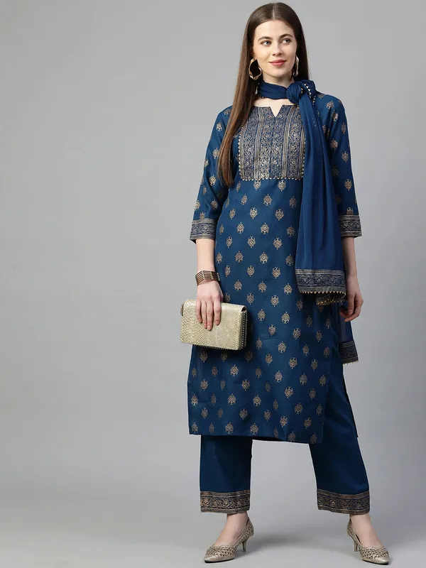Blue_Printed_Straight_Kurta_Set_With_Dupatta_for_Women