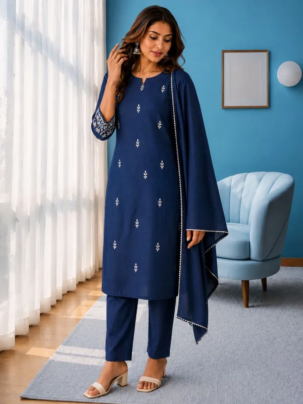Blue_Embroidered_Straight_Kurta_Set_for_Women