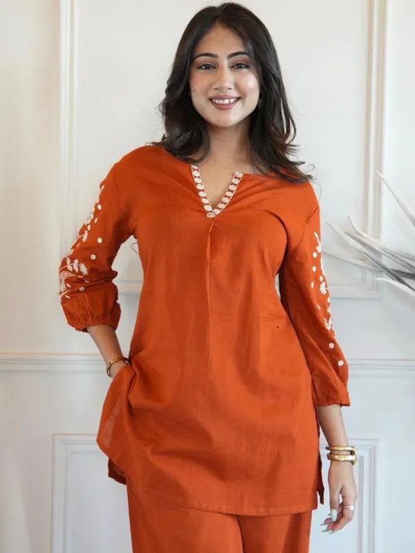 Rust_Orange_Embellished_Kurta_Set_for_Women