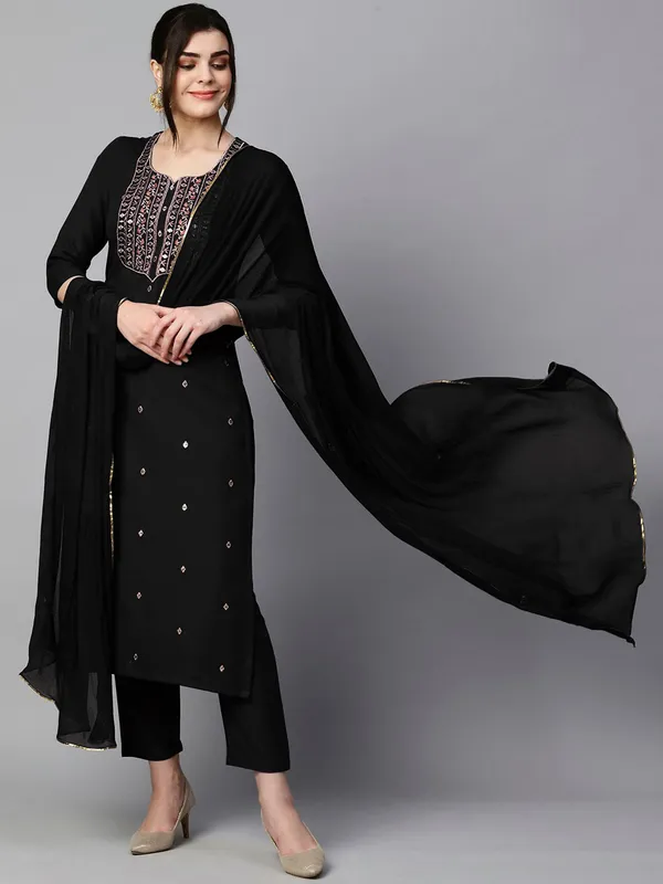 Black_Embroidered_Straight_Kurta_Set_for_Women